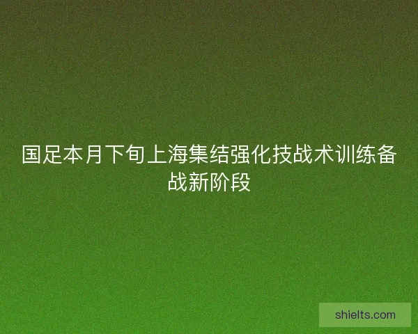 国足本月下旬上海集结强化技战术训练备战新阶段